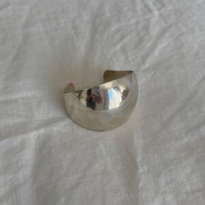 Vintage Sterling Silver Southwestern Wide Dome Cuff Bracelet - Size 6.5”